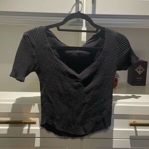 Zara black neck ribbed top